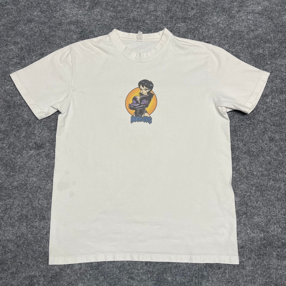 Hook-Ups Anime Girl Graphic Skate T-Shirt White Mens Short Sleeve Crewneck